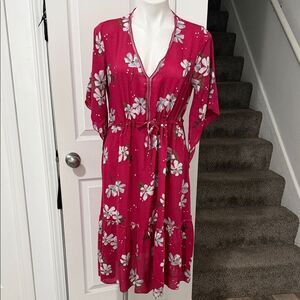 Lovestitch Fuchsia Floral Midi Dress Size Medium